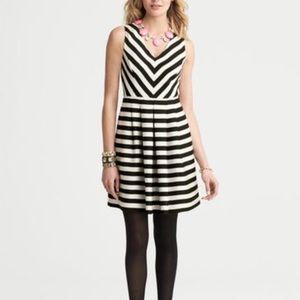 Striped Black and White A-Line Dress